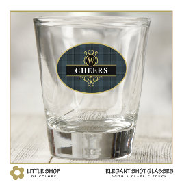 Copo De Shot Elegante Xadrez Preto e Dourado Personalizado