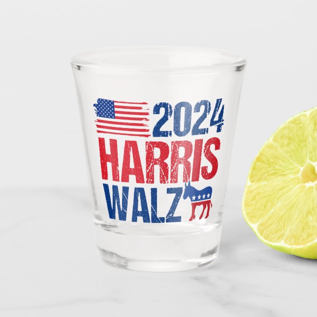Copo De Shot Eleição Donkey do Democrata de Harris Walz 2024 (Frente)