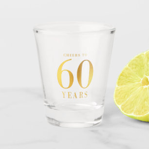 Copo De Shot Elogios Dourados do falso a 60 anos de aniversári