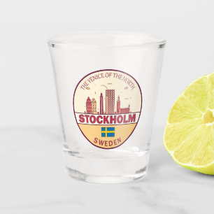 Copo De Shot Emblem Skyline Cidade de Estocolmo Suecia
