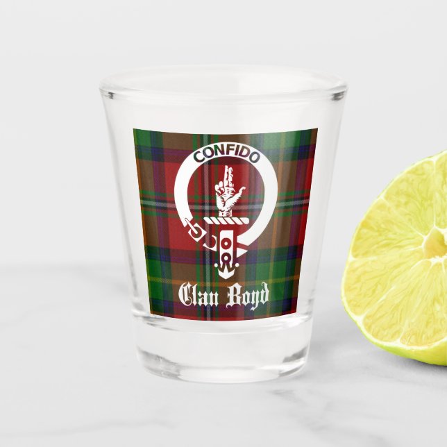 Copo De Shot Emblema da Clan Boyd e Tartan  (Frente)