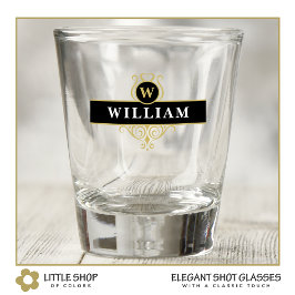 Copo De Shot Emblema Pessoal Elegante Preto Dourado
