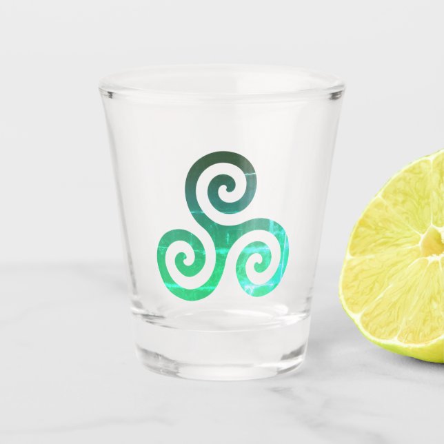 Copo De Shot Emerald Triskele Símbolo Celta Antigo (Frente)
