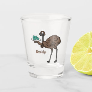 Copo De Shot Emu com ilustração de desenho animado de ovos