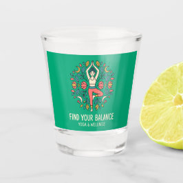 Copo De Shot Encontre Seu Equilíbrio Yoga & Wellness Árvore Pos
