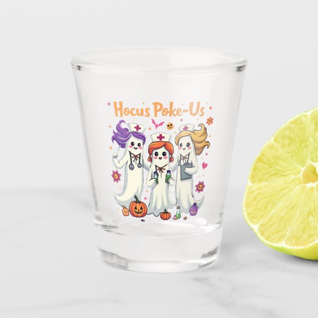 Copo De Shot Enfermagem de Spoke, Fantasma de Halloween Spooky (Frente)