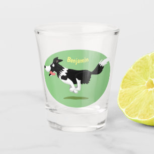 Copo De Shot Engraçado Cão da Borda Collie executando desenho a