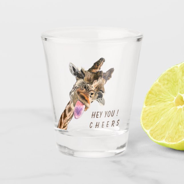 Copo de Shot Engraçado com Girafa Brincalhona - Pa (Frente)