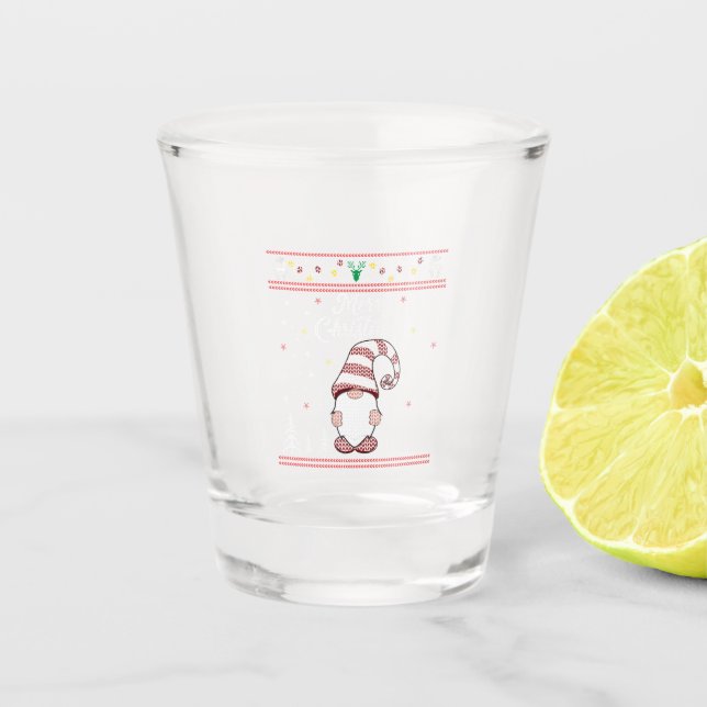 Copo De Shot Engraçado Gnomo Feliz Natal (Frente)