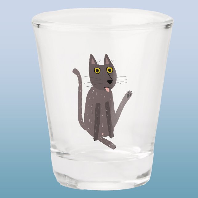 Copo De Shot Engraçado Humor de Gato (Fun cat yoga shot glass)