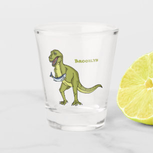 Copo De Shot Engraçado ilustração do dinossauro T rex