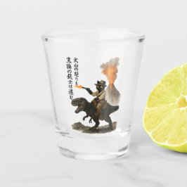 Copo De Shot Epic Black Cat Cowboy Riding Dinosaur with Volcano