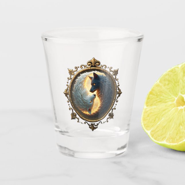 Copo De Shot Equilíbrio Lunar – Onde as Sombras Abraçam a Luz.  (Frente)