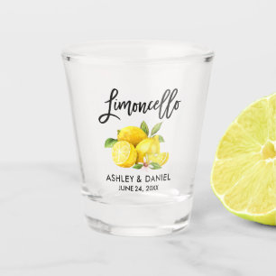 Copo De Shot Escova Limões de Aquarela de Casamento Limoncello