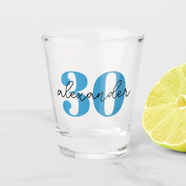 Copo De Shot Escrita moderna com 3aniversário de 30 anos (Frente)