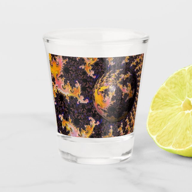 Copo De Shot Esfera de Tempestade de Fogo Fractal (Frente)