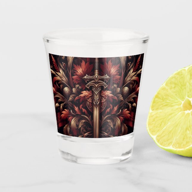 Copo De Shot Espada Célula Vermelha e Bronze Escocês (Frente)