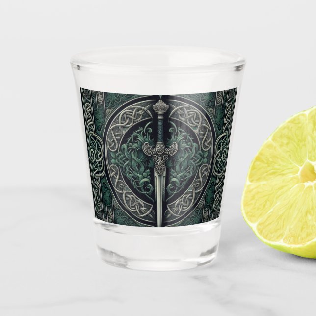 Copo De Shot Espada Verde Celta e Prata (Frente)