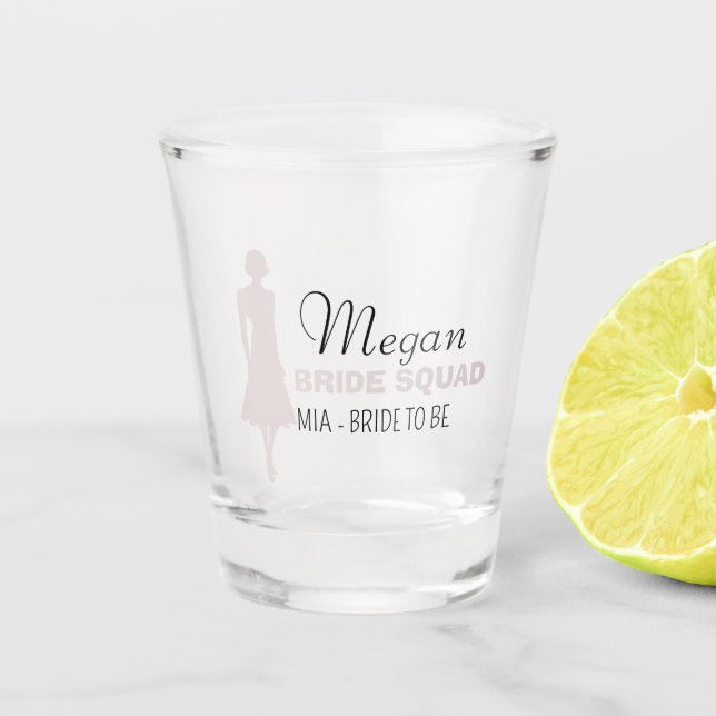 Copo De Shot Esquadrão de Noivas | Balneira Rosa Quente Bridesm (Frente)