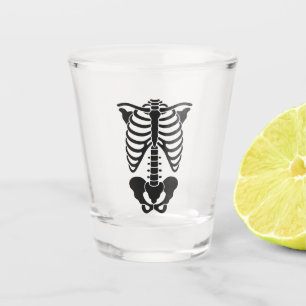 Copo De Shot Esqueleto Anatômico Vintage Gráfico Gótico