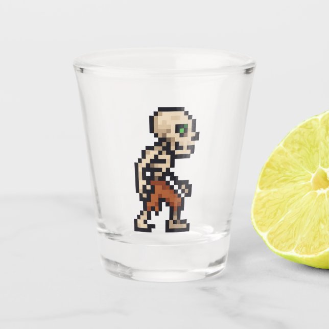 Copo De Shot Esqueleto Retro de 8 bits (Frente)