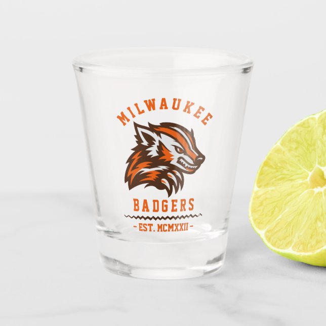 Copo De Shot Est. Moderno Vintage Milwaukee Badgers (Frente)