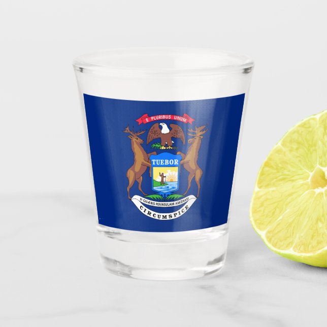 Copo De Shot Estado da bandeira de Michigan (Frente)