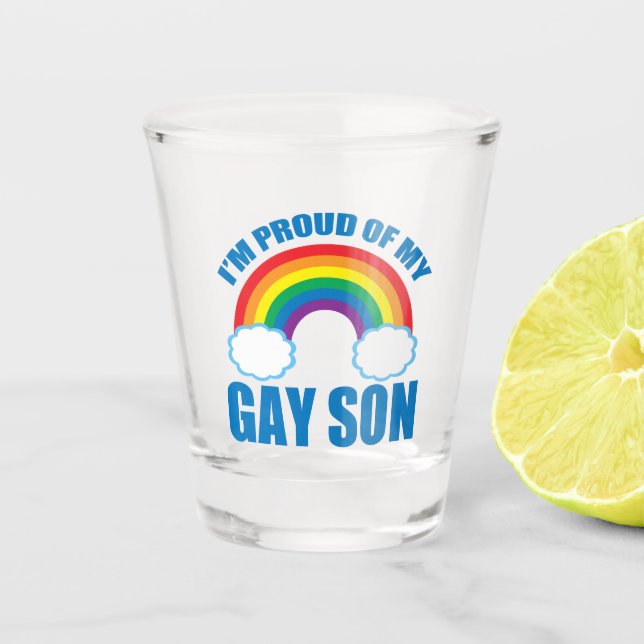 Copo De Shot Estou orgulhoso do meu filho Gay LGBTQ Mãe Pai Pai (Frente)