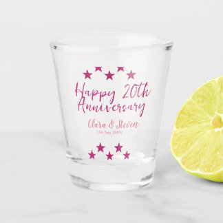 Copo De Shot estrelas cor-de-rosa feliz 20º aniversário de casa