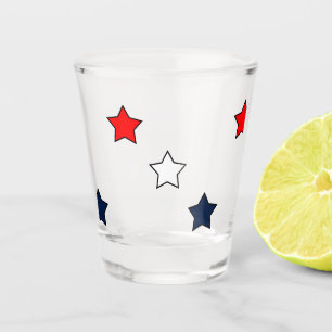 Copo De Shot Estrelas Vermelhas e Azuis Patriotas