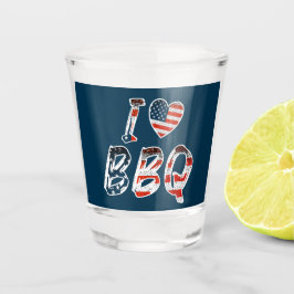 Copo De Shot Eu adoro churrasco, patriótico americano