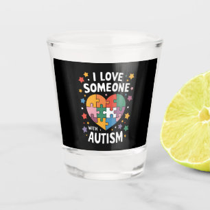 Copo De Shot Eu Amo Alguém Com Autismo Conscientização Autista