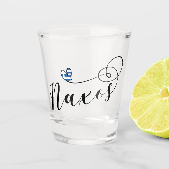 Copo De Shot Eu Amo Naxos, Bandeira Grega (Frente)