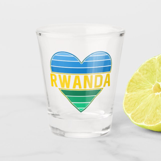 Copo De Shot Eu Amo Ruanda, Ruanda Ruandese Heart (Frente)