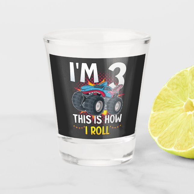 Copo De Shot Eu tenho 3 anos, é assim que eu monstro o caminhão (Frente)