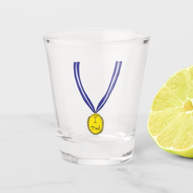 Copo De Shot Eu Tentei Medalha (Frente)