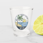Copo De Shot Eveline Beach South Carolina Vintage<br><div class="desc">A ilustração desenhada à mão de EBeach com montanhas e ondas oceânicas ao fundo. Perfeito para quem ama visitar Edisto Beach.</div>