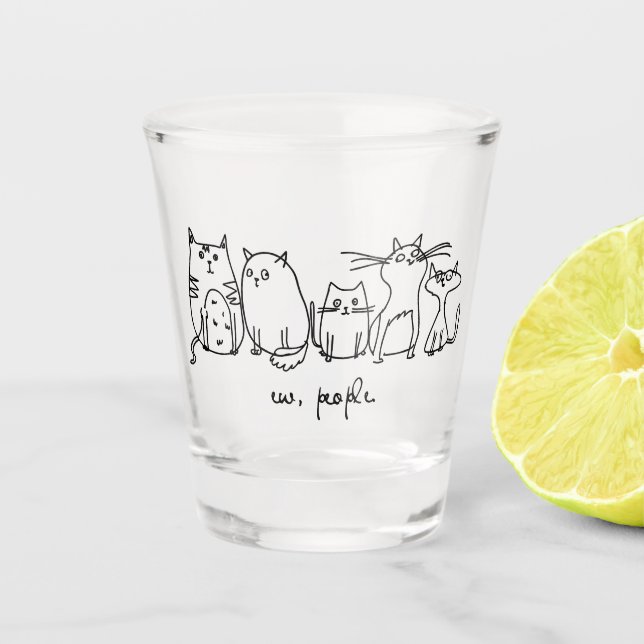 Copo De Shot Ew, Pessoas Engraçadas, Amantes De Gato (Frente)