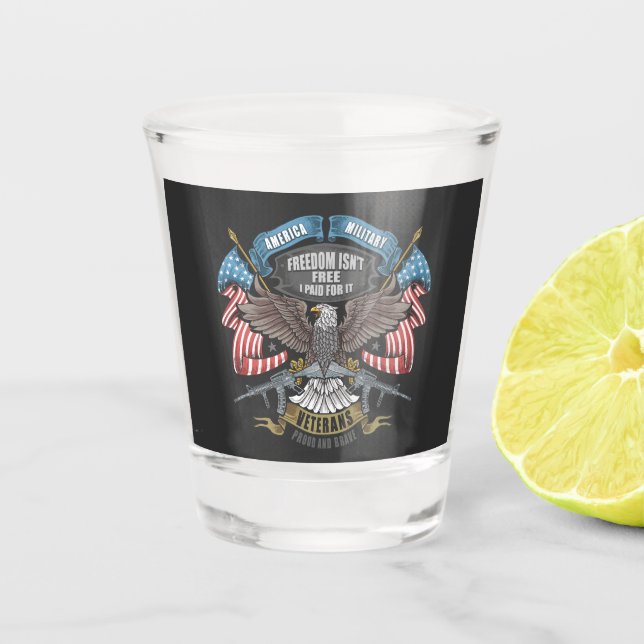 Copo De Shot Exército Americano com Bandeira e Águia (Frente)