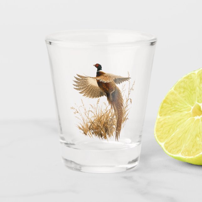 Copo De Shot Faisão em Voo Dourado (Frente)