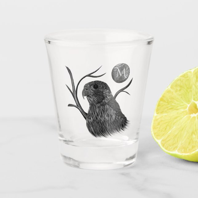Copo De Shot Falcão Lua Cheia Monograma (Frente)