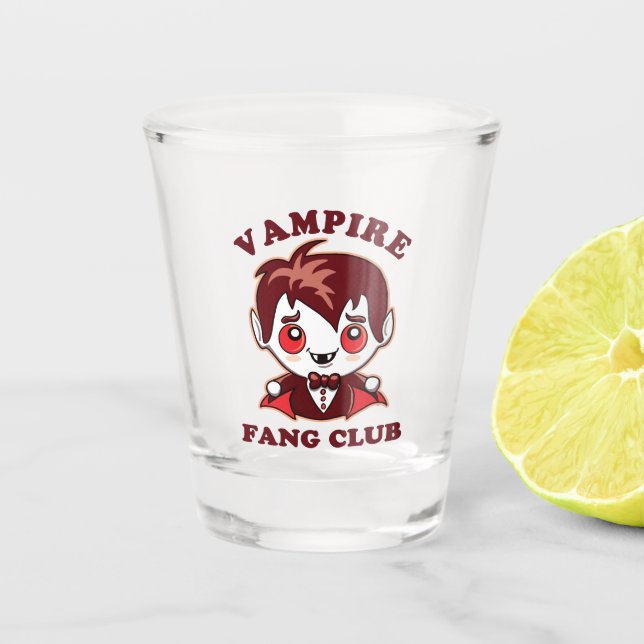 Copo De Shot Fang Club | Canhões Engraçados E Vampiros Bonitos (Frente)