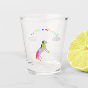 Copo De Shot Fantasy Birthday Unicorn Rainbow and Clouds