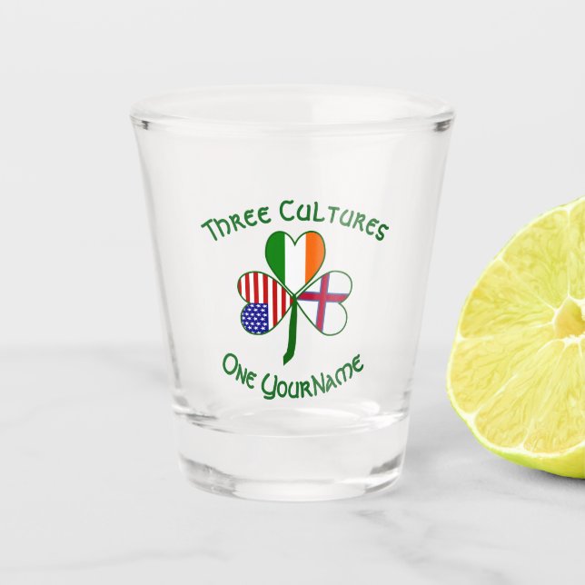 Copo De Shot Faroe Islander Irish American Flags Shamrock (Frente)