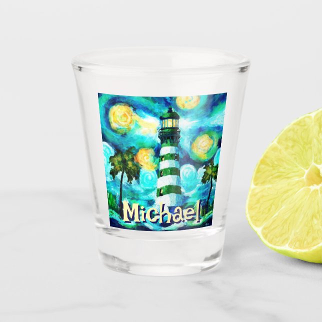 Copo De Shot Farol Tropical Náutica Costeira Personalizada (Frente)