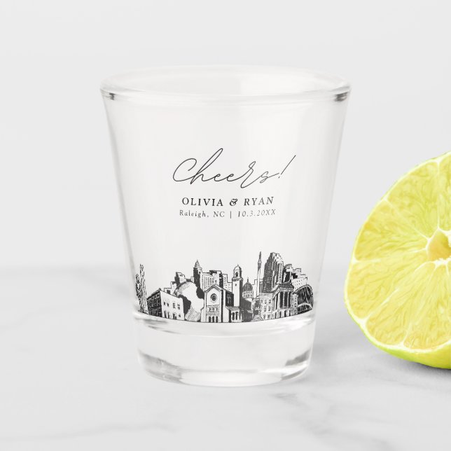 Copo De Shot Favor de Casamento Personalizado em Raleigh: Cheer (Frente)