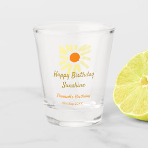 Copo De Shot Feliz aniversário amarelo sol laranja aniversário