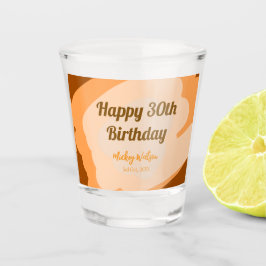 Copo De Shot Feliz aniversário de 30 anos em madeira rústica de