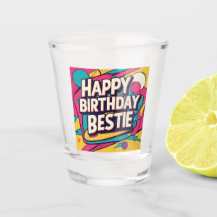 Copo De Shot Feliz Aniversário Melhor Amiga - Pop Art 