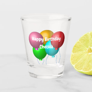 Copo De Shot Feliz Aniversário Personalizado Vibes Balões de Hé
